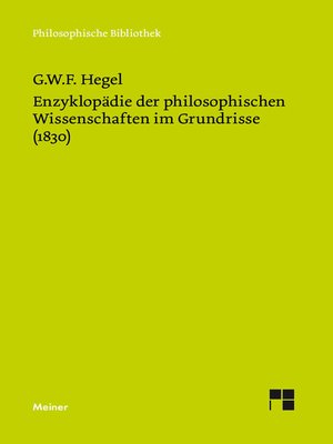 cover image of Enzyklopädie der philosophischen Wissenschaften im Grundrisse (1830)